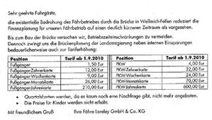 Großes Unverständnis herrscht in der SPD-Loreley über das Verhalten des Fährbetreibers.